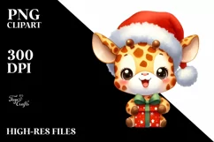 Giraffe with Santa Hat, Transparent PNG Product Image 1