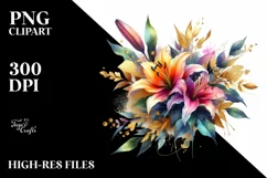 Colorful Abstract Lily Bouquet | Sublimation | Clipart Product Image 3