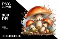 Glossy Mushroom Watercolor Splash PNG Product Image 3