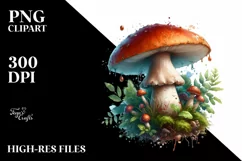 Glossy Mushroom Watercolor Splash PNG Product Image 1