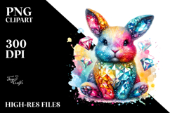 Colorful Diamond Bunny, PNG Product Image 2