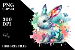 Diamond Bunny on Splashy Background PNG Product Image 2