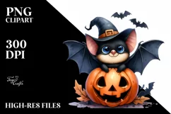 Funny Halloween Bat Watercolor PNG Product Image 3