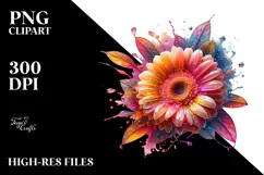 Vibrant Gerbera Flower Painting, High-Quality PNG Product Image 2