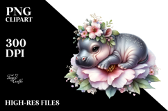 Adorned Baby Hippo Flower PNG Product Image 2