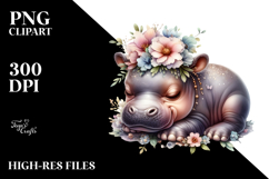 Adorned Baby Hippo Sleeping PNG Product Image 2