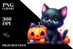 Cute Cat Halloween Scenery | Sublimation Clipart Product Image 2