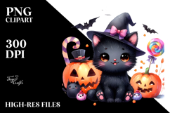 Cute Cat Halloween Scenery | Sublimation Clipart Product Image 2