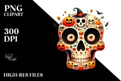 Funny Watercolor Wimsical Skull | Haloween Clipart Product Image 3