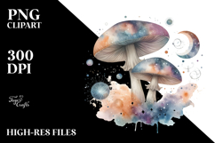 Mystical Celestial Mushroom Watercolor PNG Product Image 2