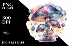 Mystical Celestial Mushroom Watercolor PNG Product Image 3