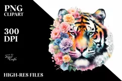 Pastel Watercolor Vibrant Tiger Clipart Product Image 3