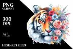 Pastel Watercolor Vibrant Tiger Clipart Product Image 1