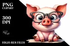 Funny Pig Watercolor Clipart Collection Product Image 3