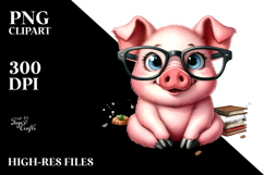 Funny Pig with es | Clipart Product Image 2