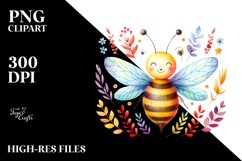 Vibrant Bee Watercolor Clipart Product Image 3