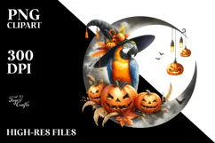 Macaw in Halloween Costume, Spooky PNG Product Image 2