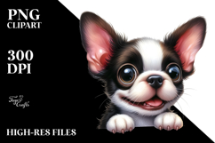 Watercolor Baby Cartoon Boston Terrier, Transparent PNG Product Image 2