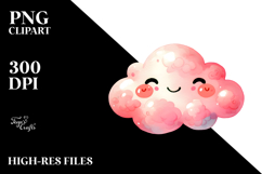 Simple Pinkish Smiling Cloud PNG Product Image 2