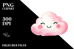 Simple Pinkish Smiling Cloud PNG Product Image 2