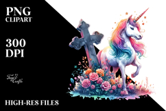 Unicorn Grave Watercolor Clipart Product Image 2