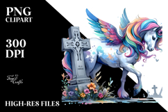 Unicorn Grave Watercolor Clipart Product Image 2