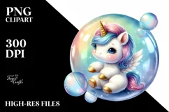 Baby Unicorn in Bubble | Sublimation | Clipart Product Image 1