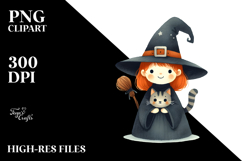 dancing Witch with Cat PNG Product Image 2