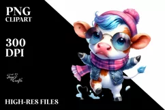 Watercolor Dancing Cow, Transparent PNG Product Image 3