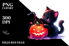 Cute Baby Black Cat Watercolor Product Image 2