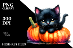 Cute Baby Black Cat Watercolor Product Image 2