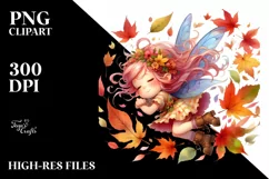 Colorful Fairy with Leaves PNG Product Image 1
