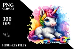 Baby Unicorn with Clue PNG Product Image 2