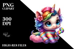 Baby Unicorn with Clue PNG Product Image 1