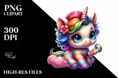 Baby Unicorn with Clue PNG Product Image 1