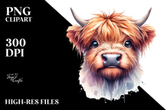 Funny Highland Cow with Cool Looking Hair PNG Product Image 2