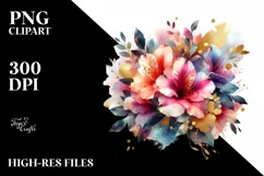 bouquet with Splash and Azalea | Sublimation | Clipart Product Image 1