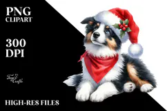 Cute Border Collie with Santa Hat PNG Product Image 2