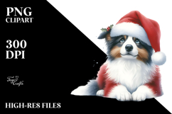 colorful Watercolor Border Collie with Santa Hat Product Image 2