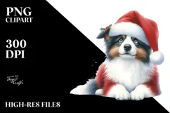 colorful Watercolor Border Collie with Santa Hat Product Image 2