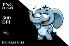 Cartoony Elephant with Exaggerated Expression PNG Product Image 2