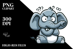 Cartoony Elephant with Exaggerated Expression PNG Product Image 2
