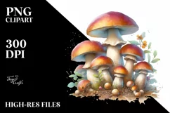 Pastel Mushroom Watercolor Splash PNG Product Image 1