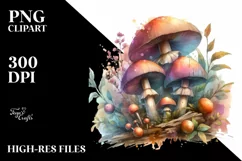 Pastel Mushroom Watercolor Splash PNG Product Image 1