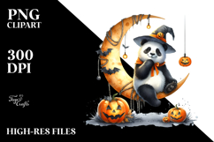 Halloween Panda Sitting on Moon PNG Product Image 2