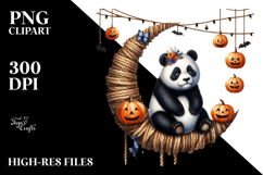 Halloween Panda Sitting on Moon PNG Product Image 2