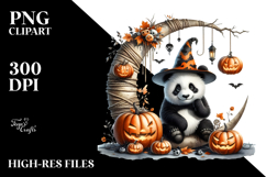 Halloween Panda Sitting on Moon PNG Product Image 2