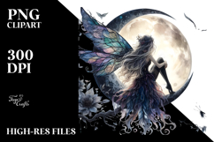 Gothic Fairy on Moon PNG Product Image 2