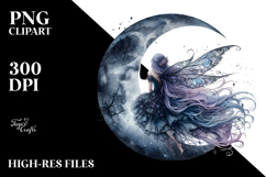 Gothic Fairy on Moon, Transparent PNG Product Image 2