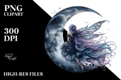 Gothic Fairy on the Moon, PNG Product Image 2